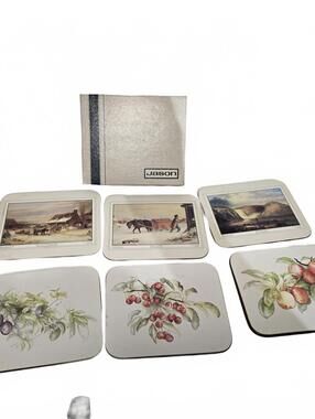 Jason Coasters Set of 6 / Mixed Designs with Box / Vintage